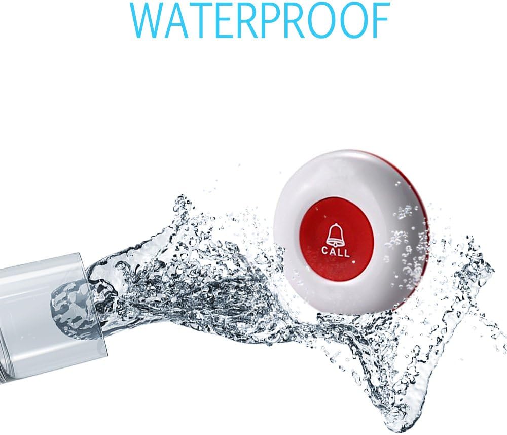 Wireless Calling System with 5 PCS Waterproof Call Buttons and 1PC Display Receiver D3713