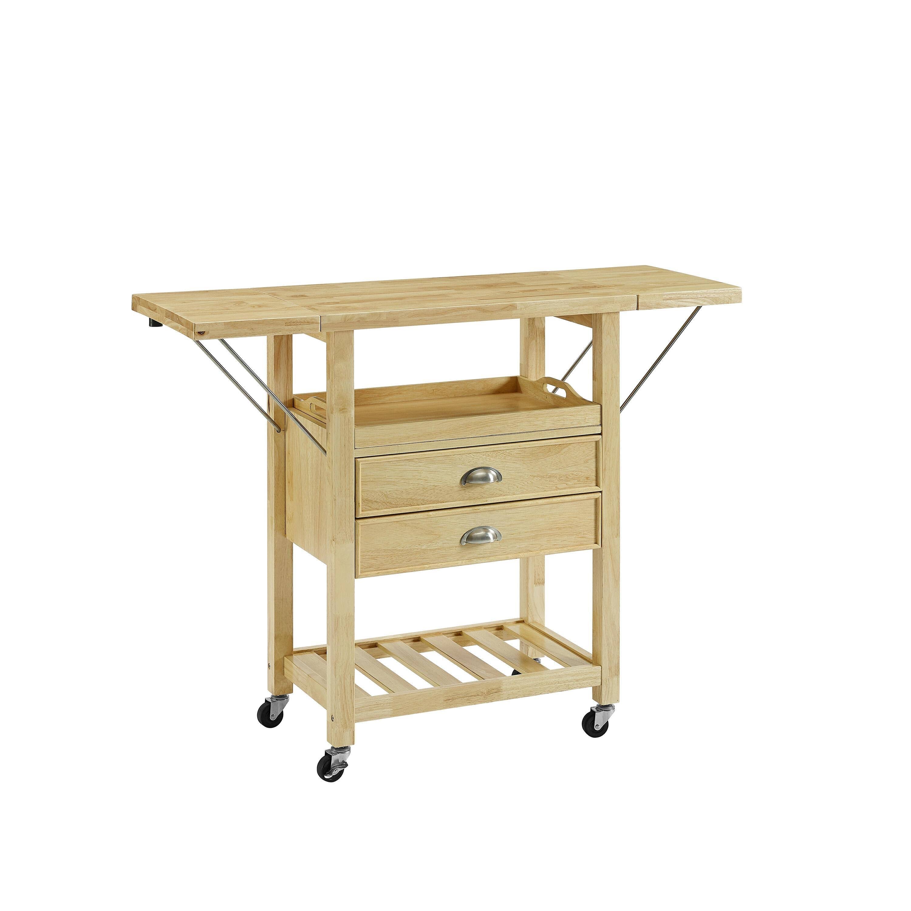 Double Drop Leaf Kitchen Cart Natural N415