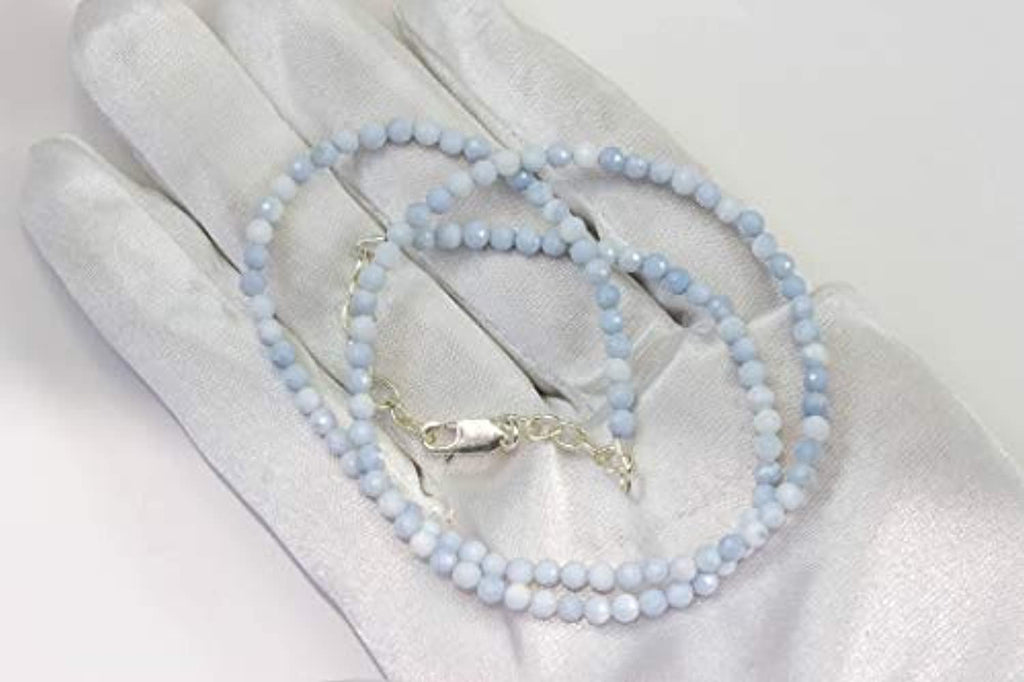 18" Sterling Silver Blue Opal Necklace Z333