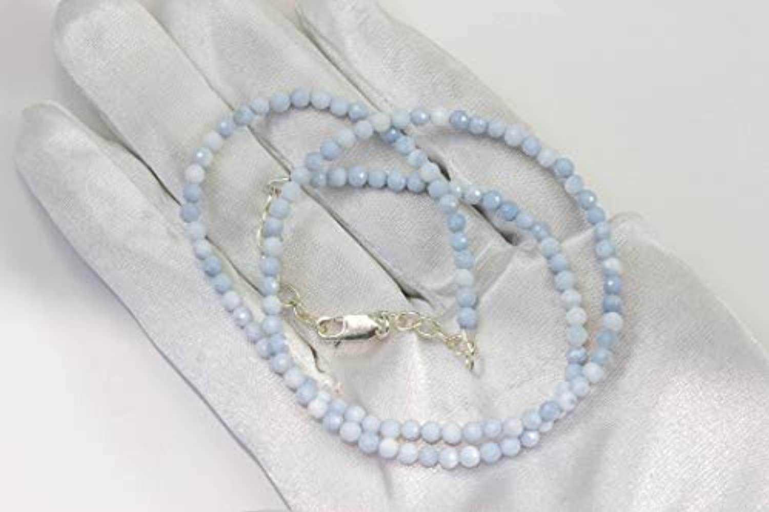 18" Sterling Silver Blue Opal Necklace Z333