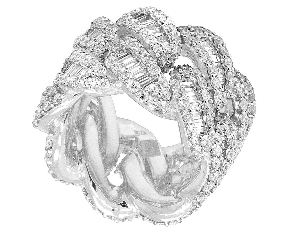 White Gold Baguette Cuban Ring Band 18MM 9.8 CT D96722