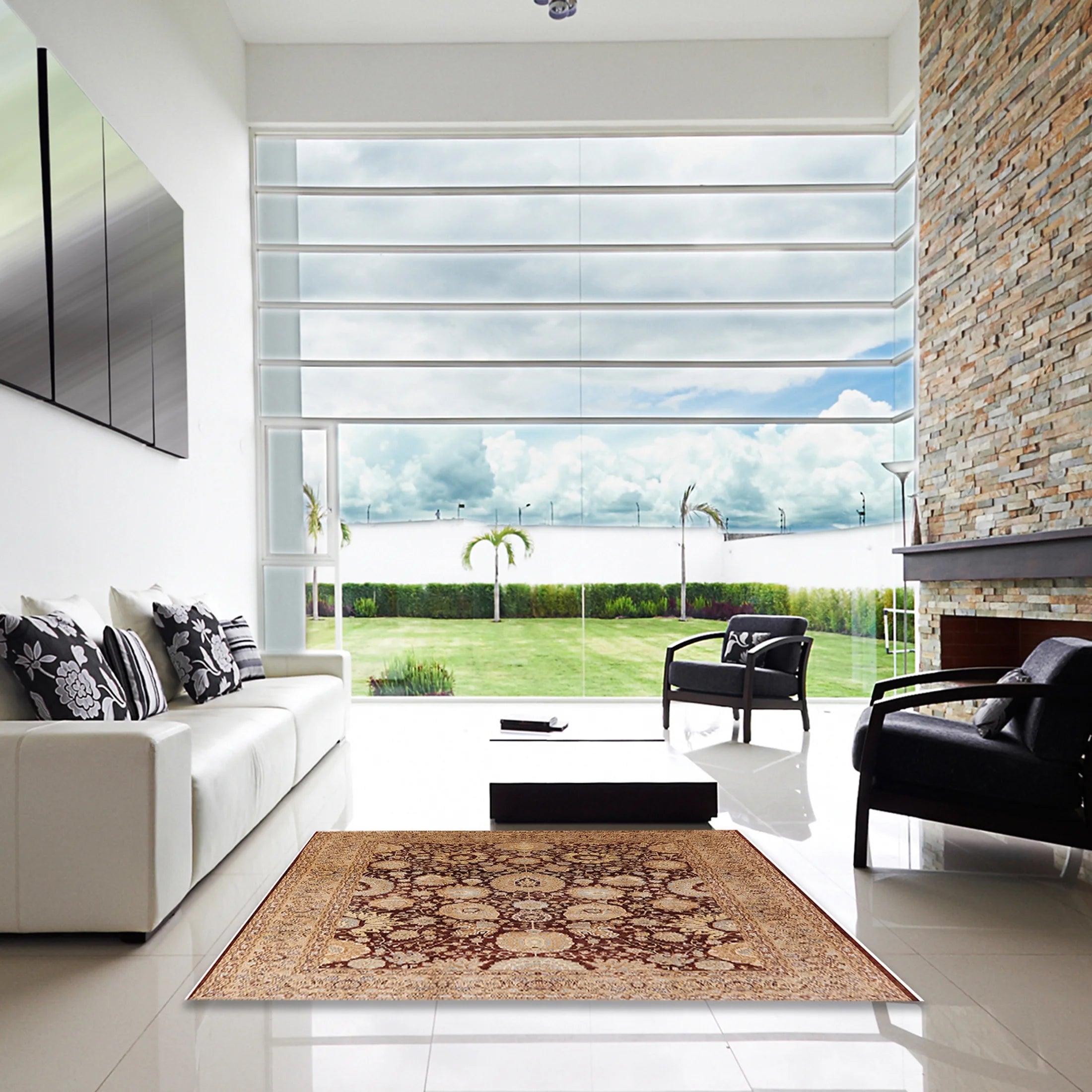 SandyBrown Rectangle Oriental Area Rug M757559