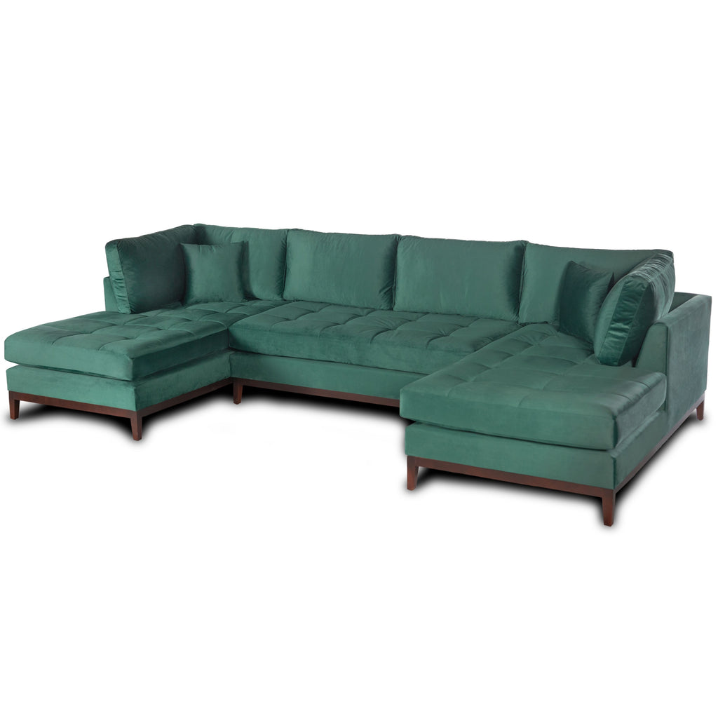 Green Velvet U Shape Sectional Couch P1534