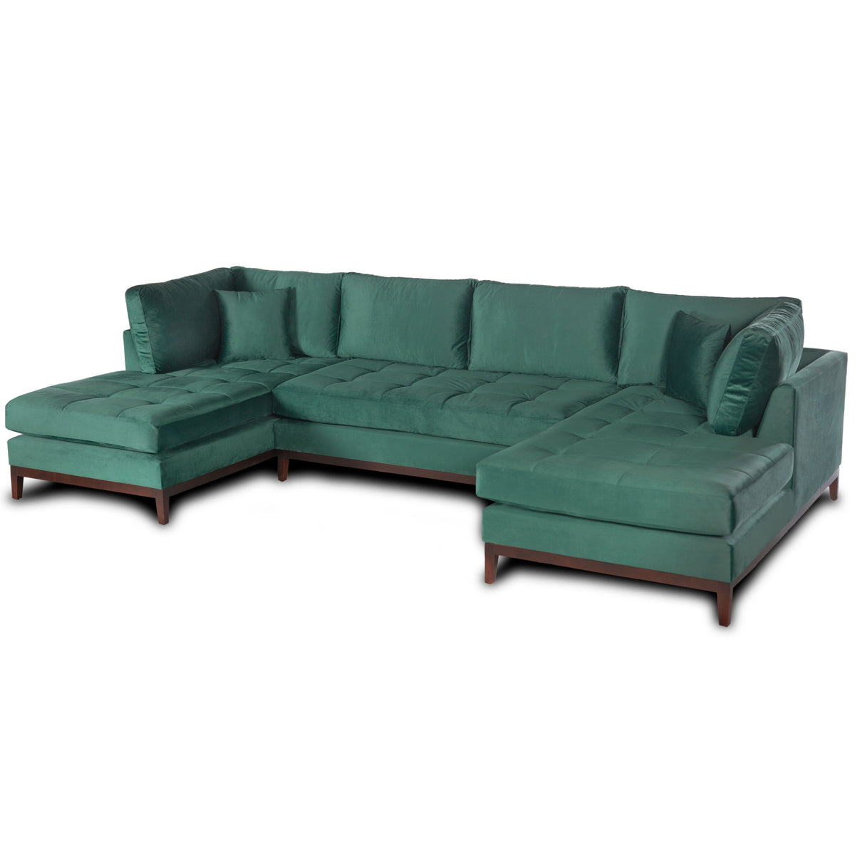 Green Velvet U Shape Sectional Couch P1534