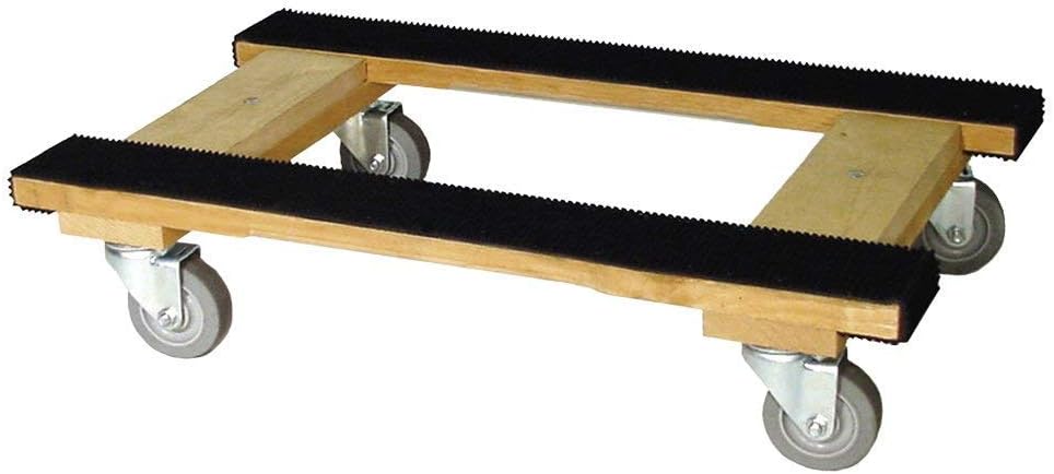 Heavy Duty American Oak Furniture Dolly 4 Wheels with Full Length Rubber Tread Dual Rail 18 X 30 with 4 Inch CASTERS T1052