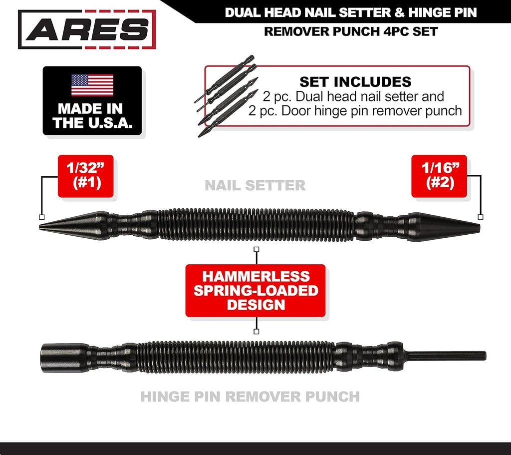 6-Piece Dual Head Nail Setter & Hinge Pin Remover Punch Set S978737