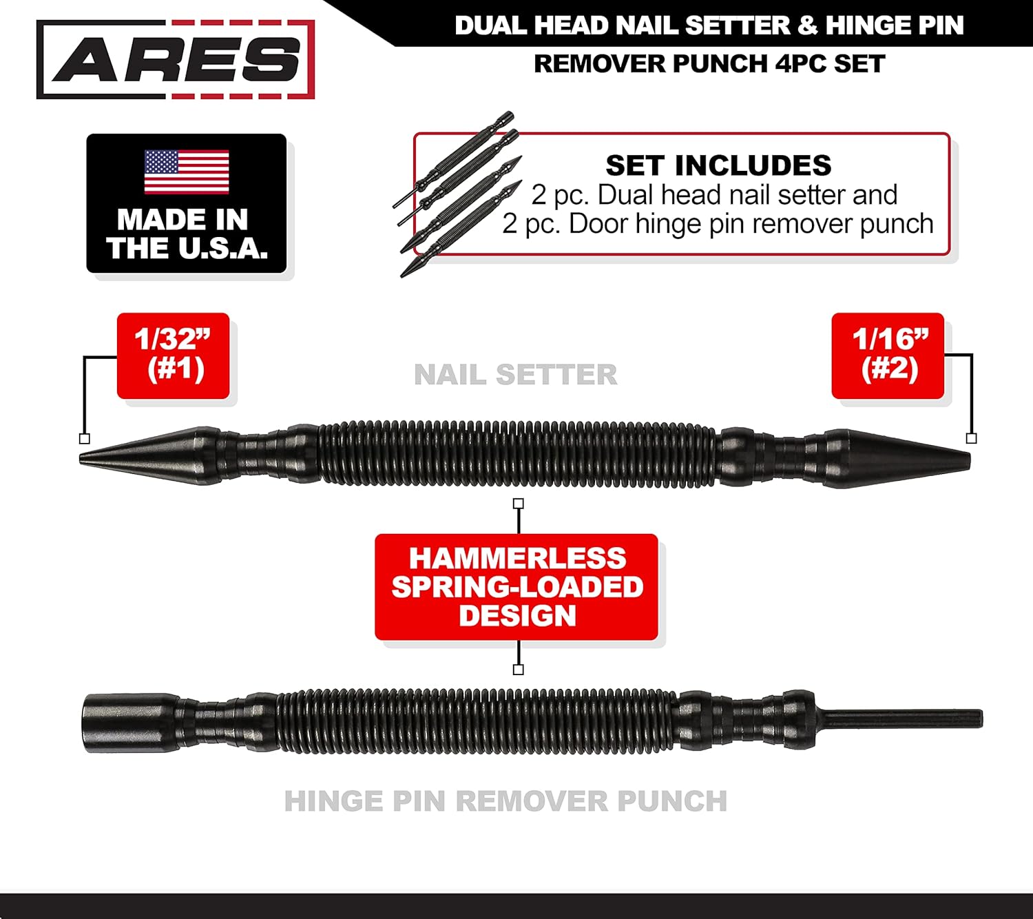 6-Piece Dual Head Nail Setter & Hinge Pin Remover Punch Set S978737