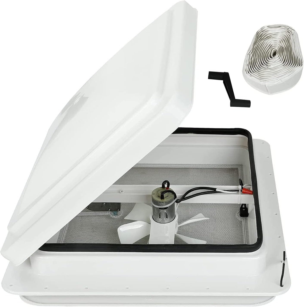 White Lid 12V RV Roof Vent with Fan M18776