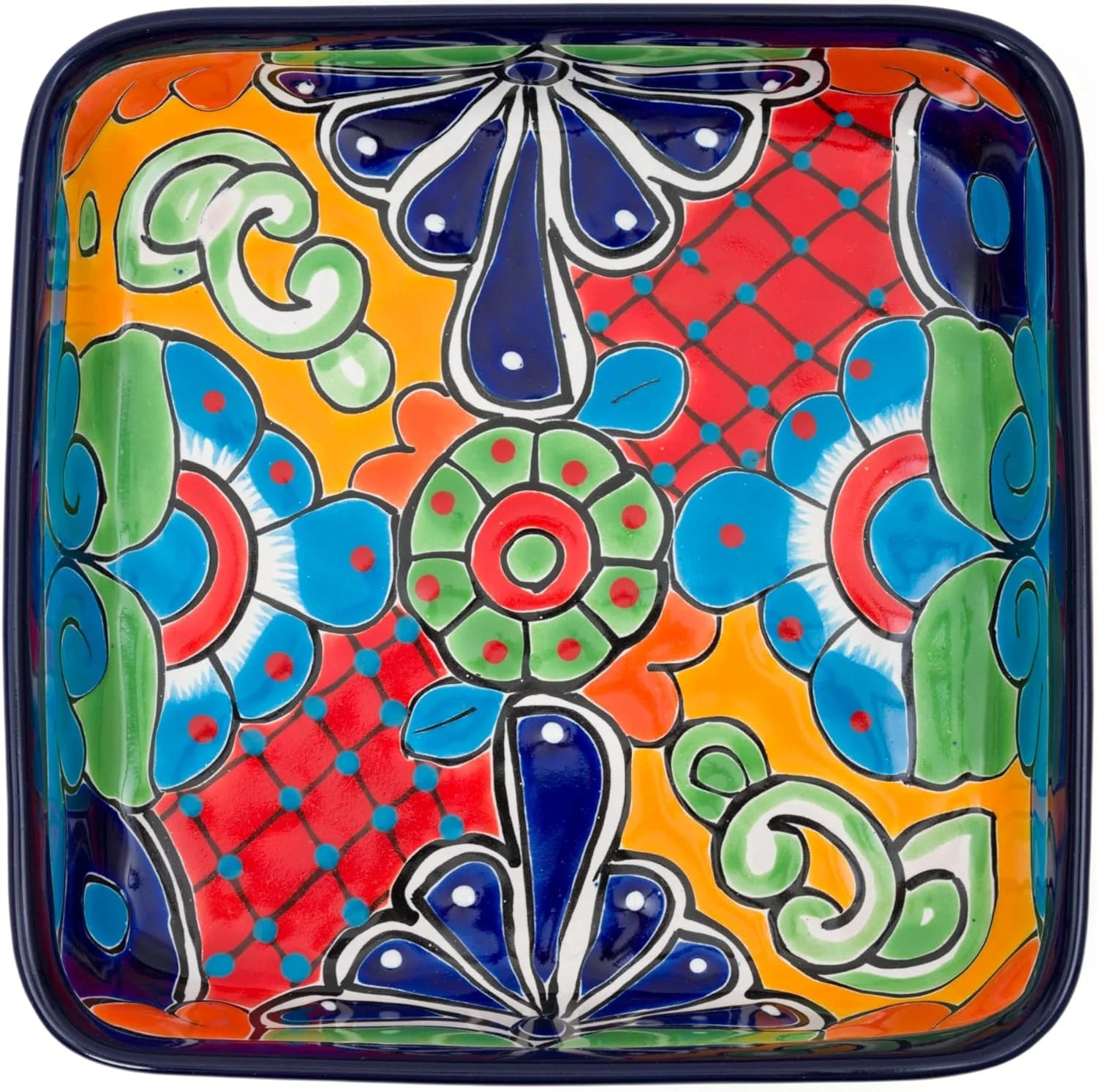 Cobalt Hand Painted Ceramic Baking Dish Casserole Dish Serving Platter Tray Floral Dish Oven Safe Microwave Safe Brownie Pan E40671