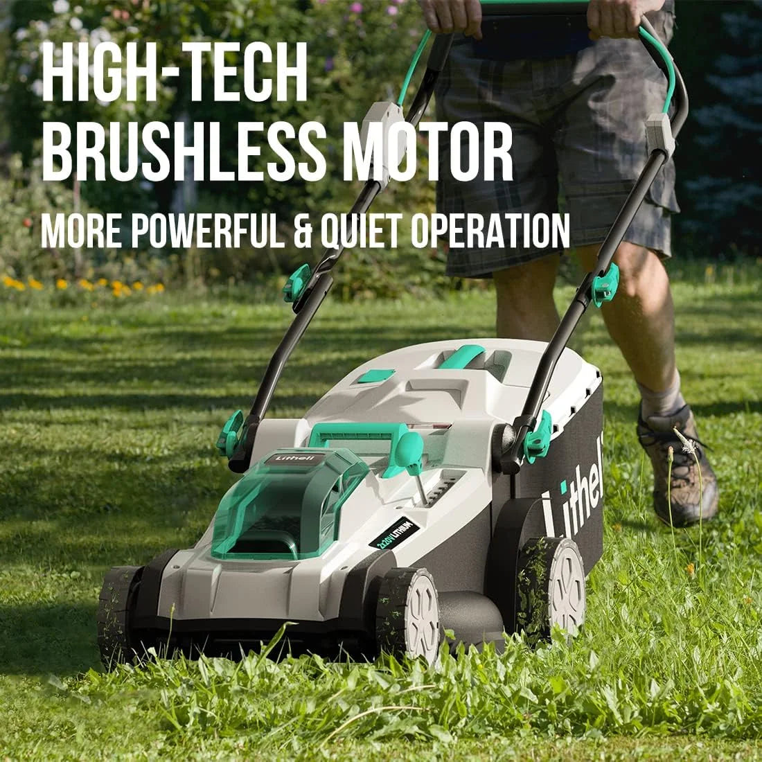 17" Cordless Lawn Mower with Brushless Motor, 2*4.0Ah Battery & Charger D329