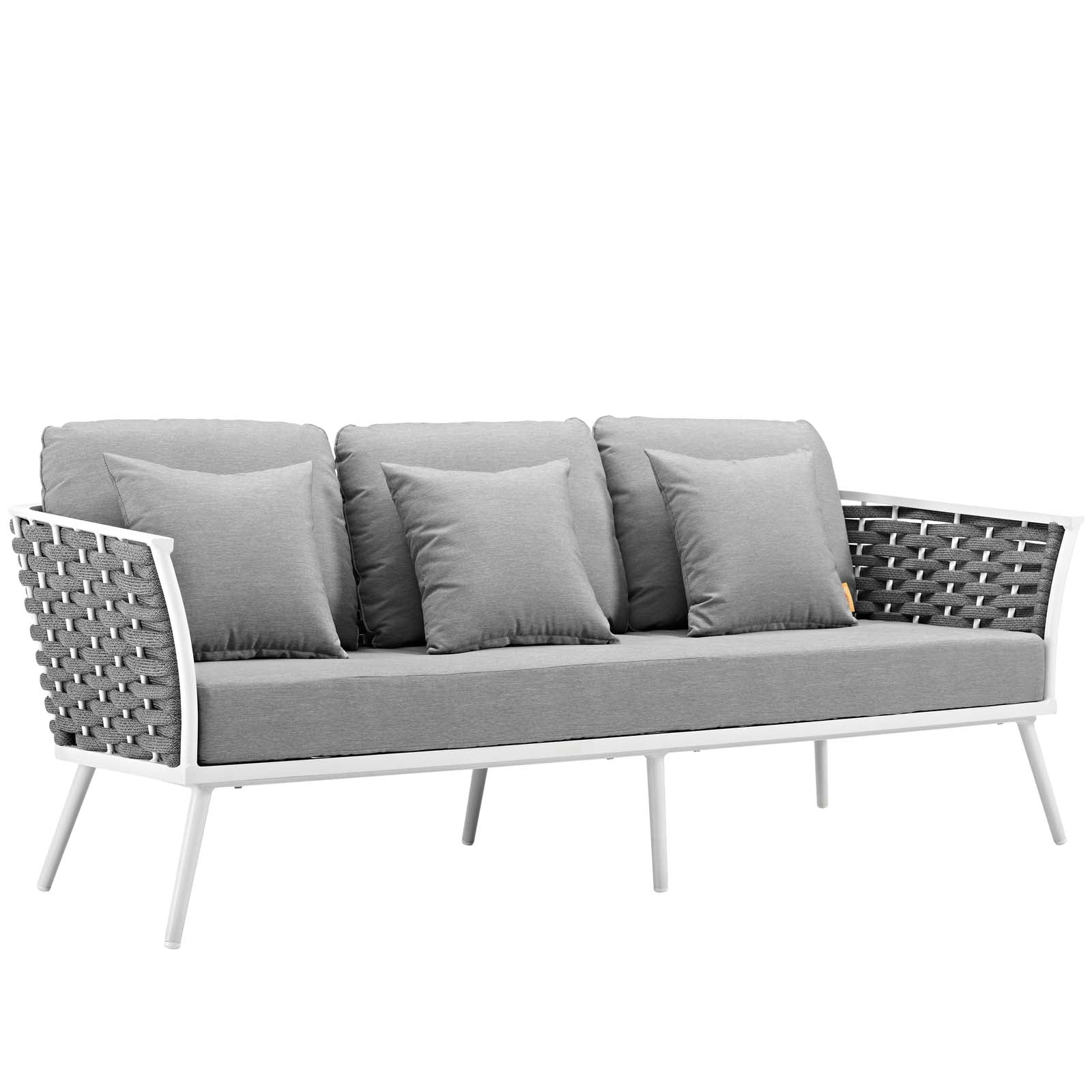 White Gray 4 Piece Outdoor Aluminum Sectional Sofa Set I90917