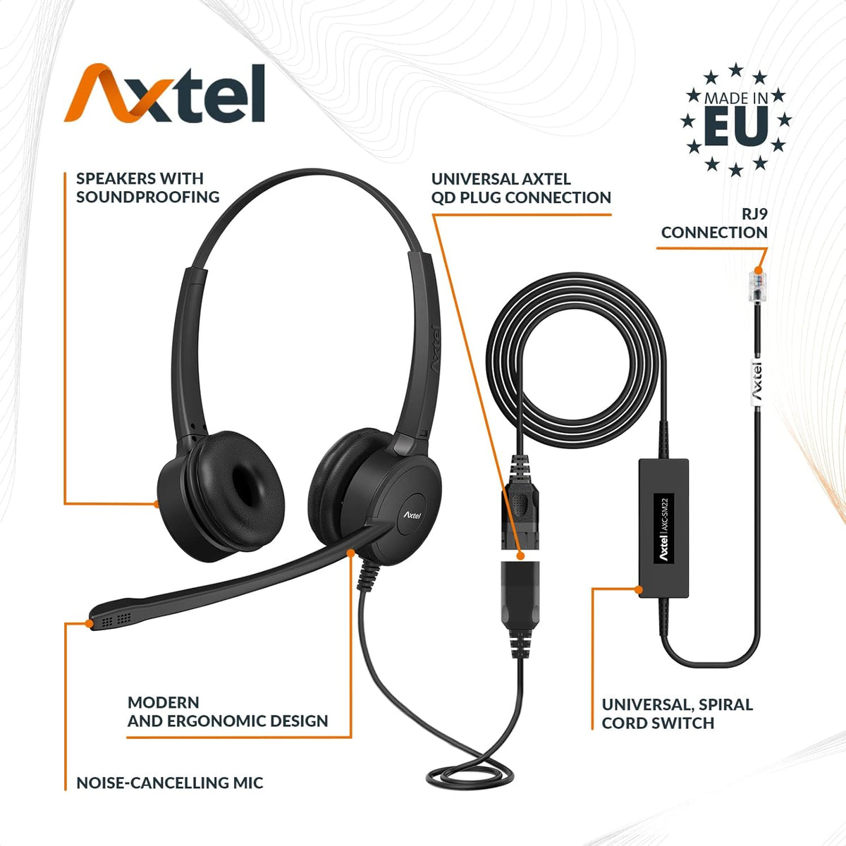 Headset with Noise Cancelling for IP Desk Phones - Black X8901
