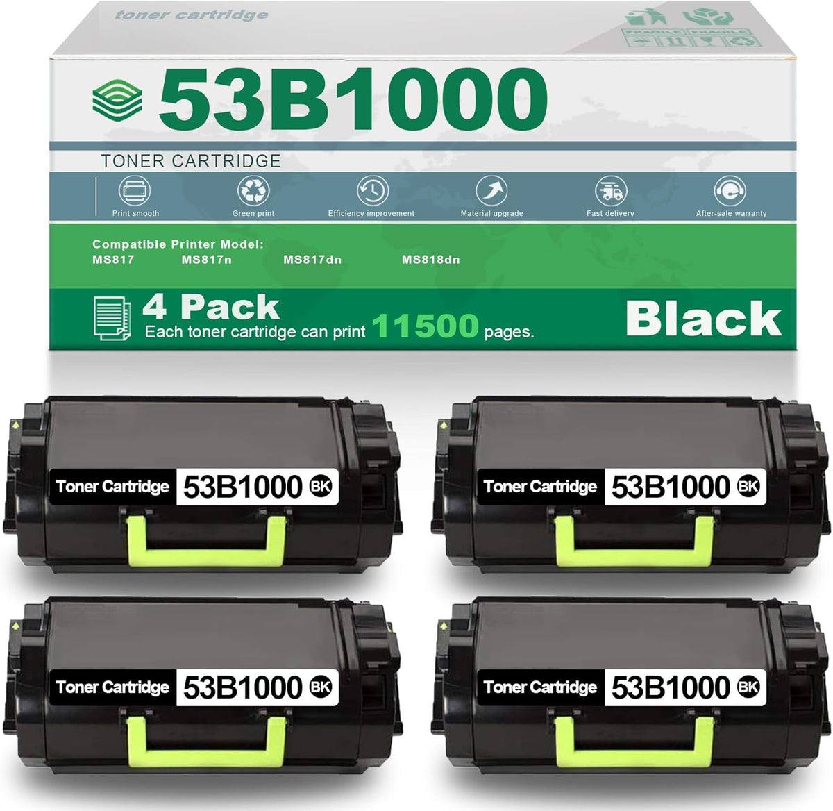 4 Pack Black High Yield Remanufactured Toner Cartridge F131865