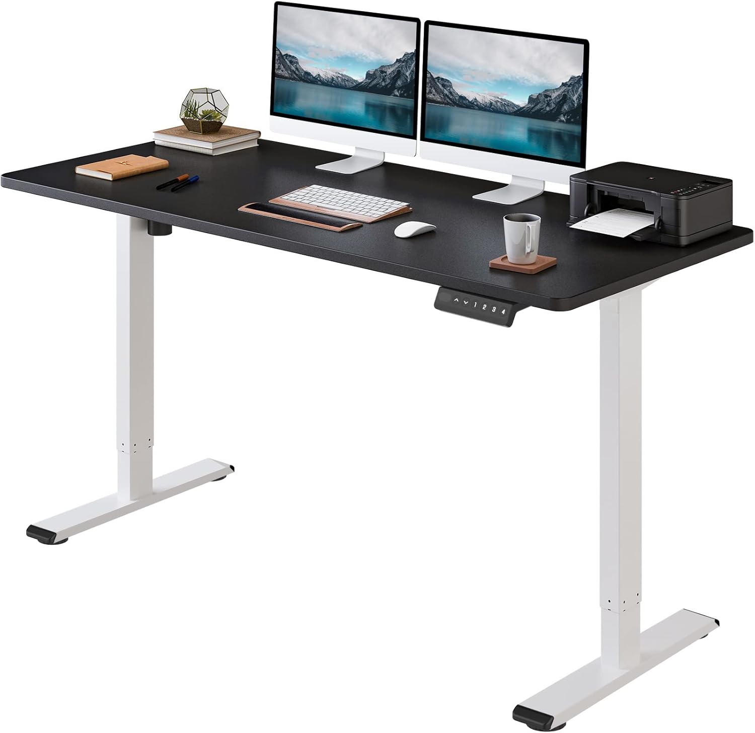 Electric Height Adjustable Standing Desk, 48 x 24 inch, White Frame/White Desktop M7947