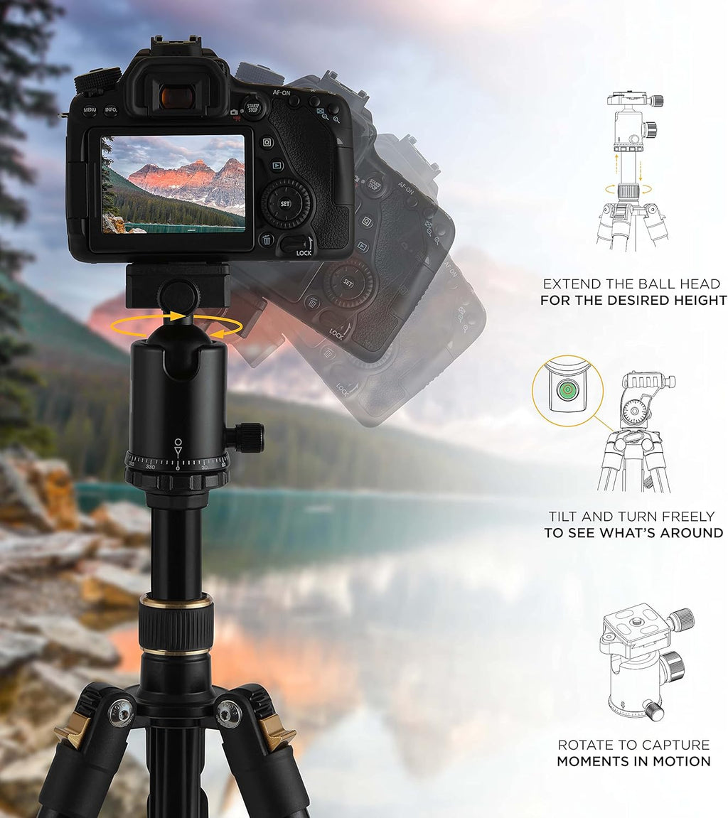 63” Tripod & Monopod with 360° Ball Head Aluminum Camera Stand A534987