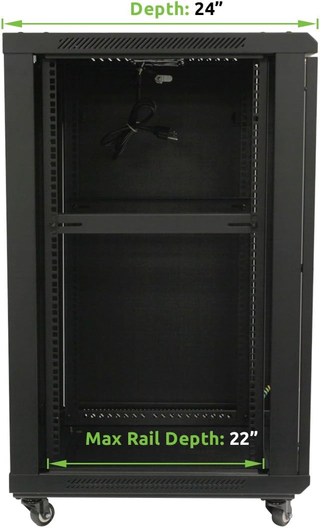 18U Wall Mount Server Cabinet with Glass Door and Casters J61740