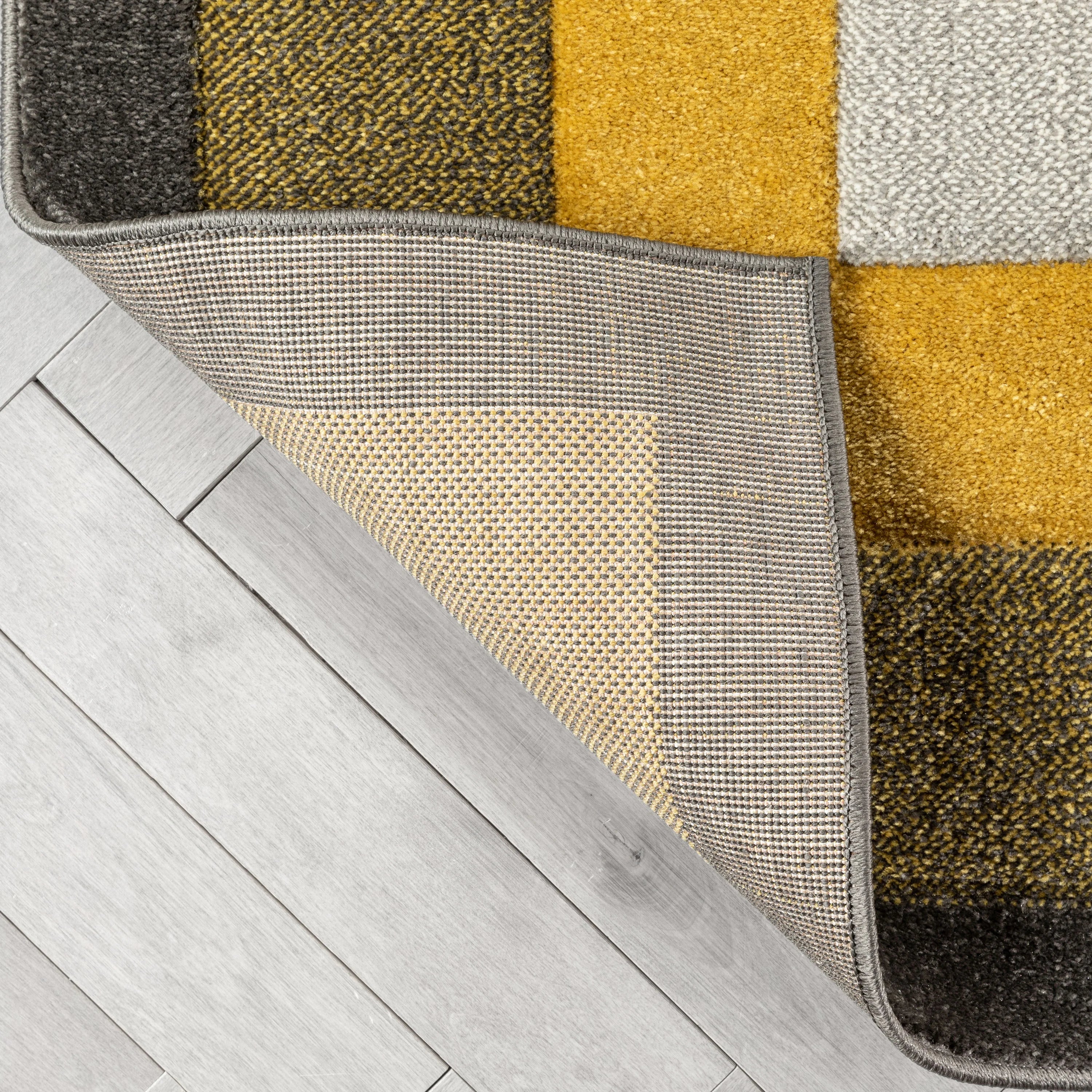 Yellow Solid Border Geometric Runner Rug 2x7 B45389