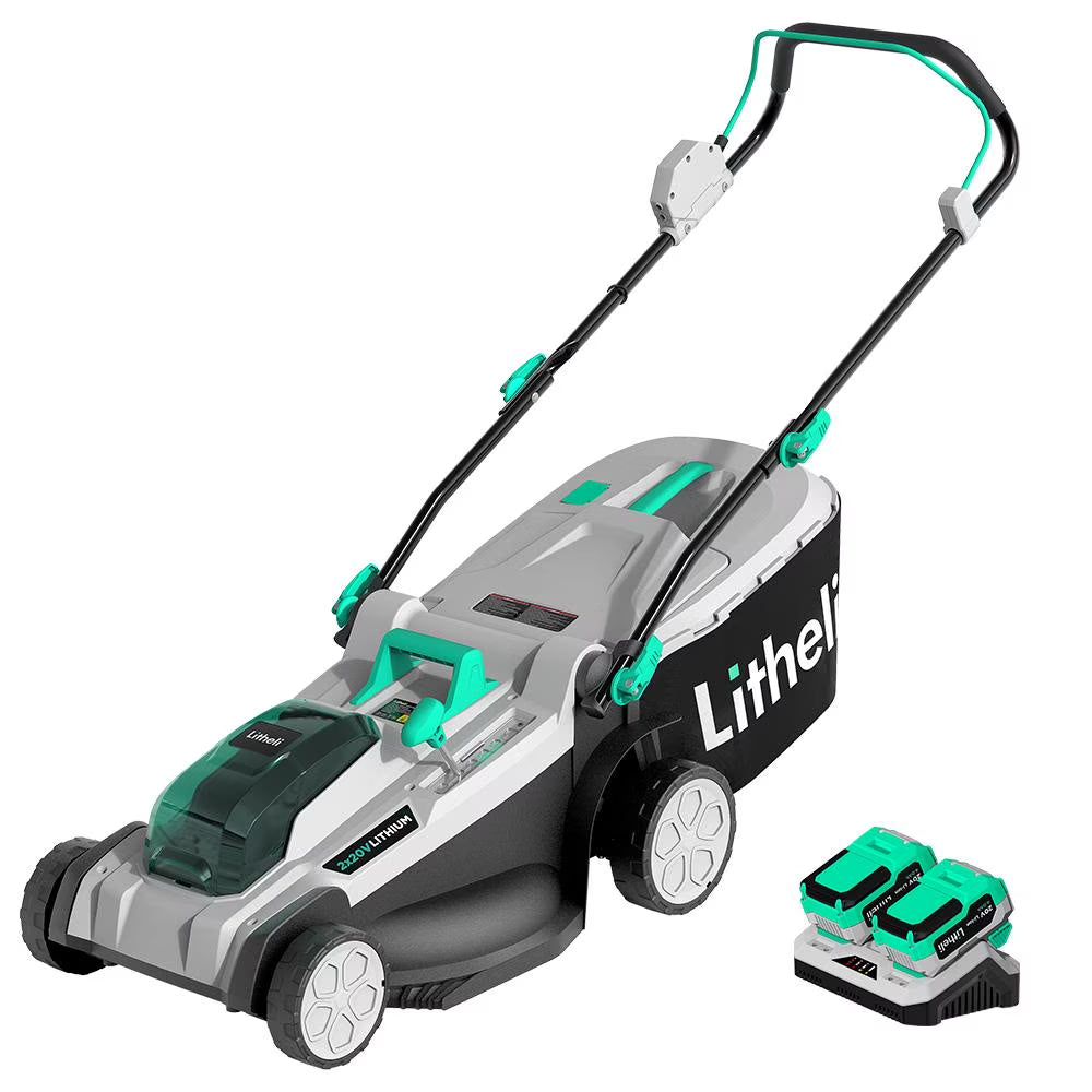 17" Cordless Lawn Mower with Brushless Motor, 2*4.0Ah Battery & Charger D329
