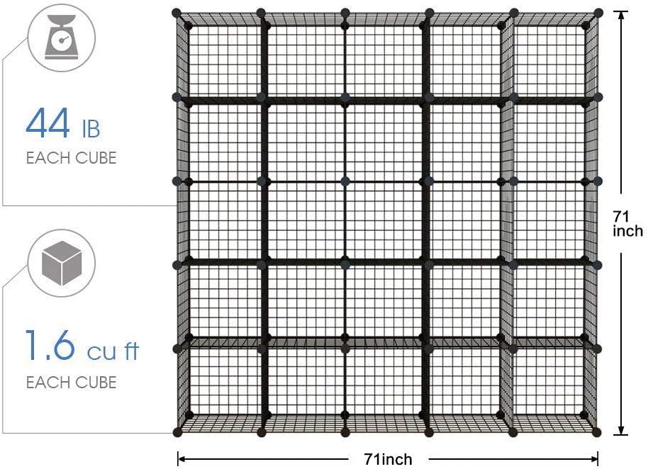 14x14 Wire Cube Storage, 25-Cube Modular Shelving Unit C877765