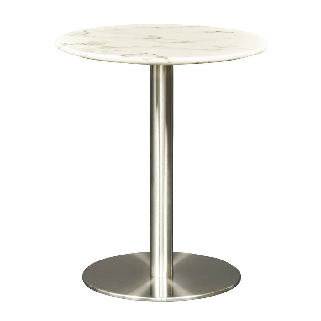 White Marble Brushed Stainless Steel Side Table F941864
