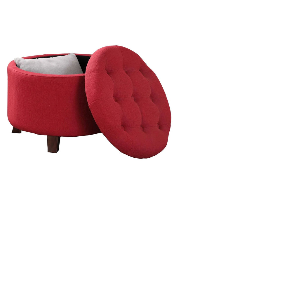 Red Tufted Storage Ottoman with Legs Z262418