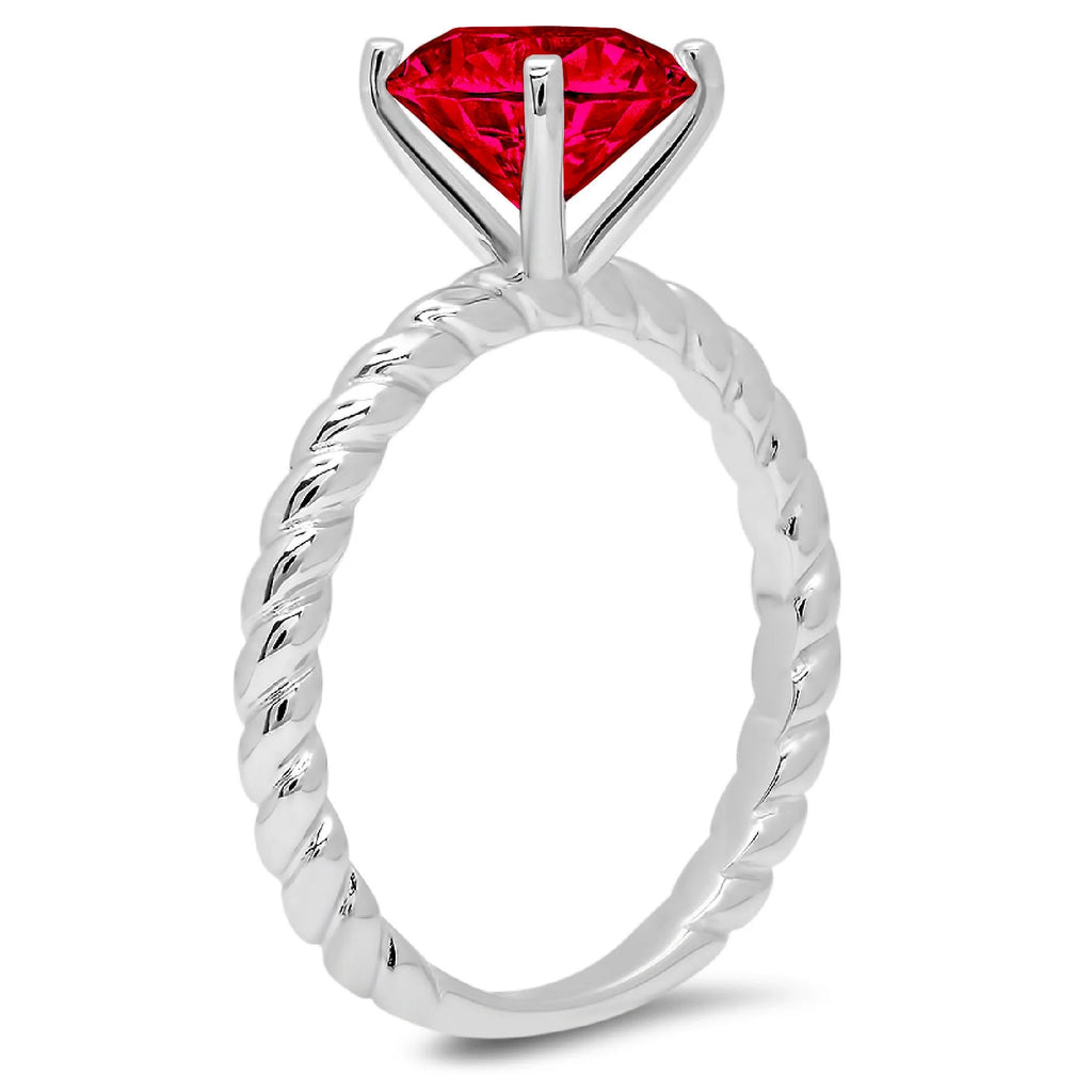18k White Gold Red Ruby Ring Size 9.5 X921