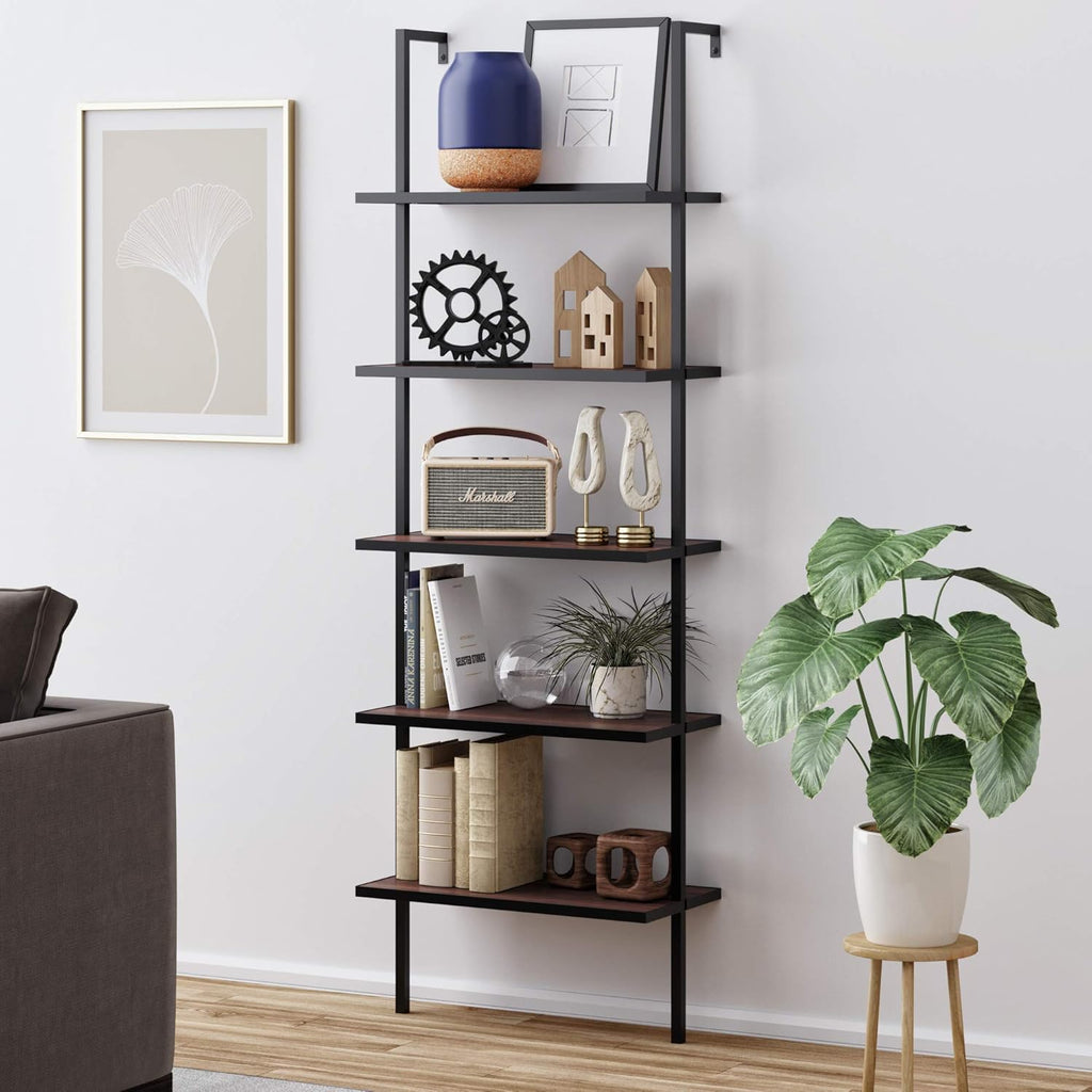 White 5-Shelf Bookcase with Metal Frame M232330