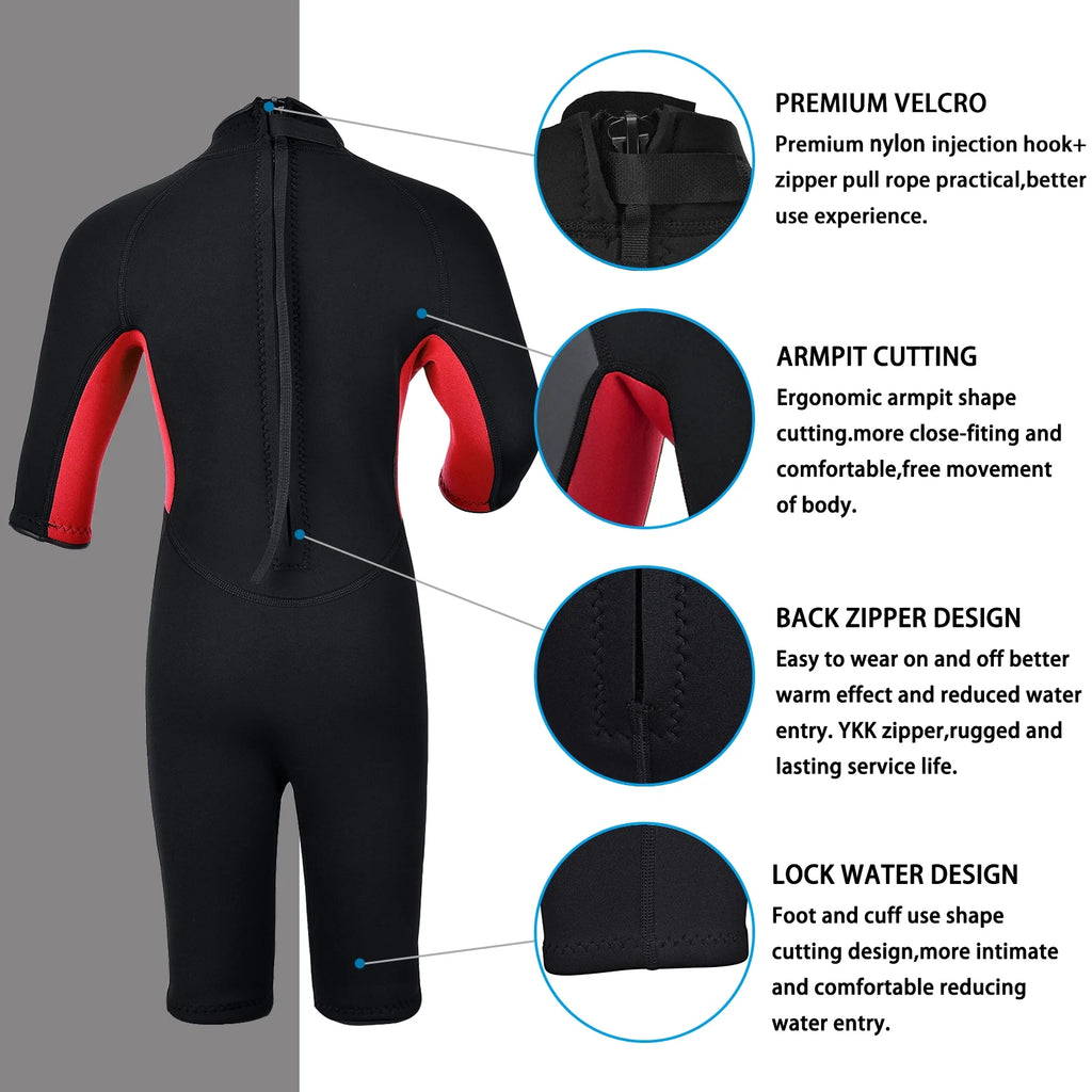 Kids 3mm Neoprene Shorty Wet Suit Back Zip R1684