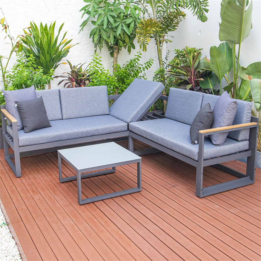 Black 3 Piece Outdoor Aluminum Sectional E392512