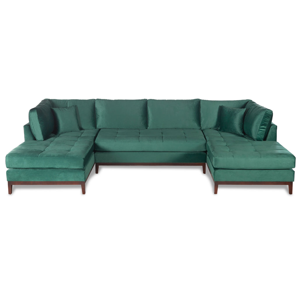 Green Velvet U Shape Sectional Couch P1534