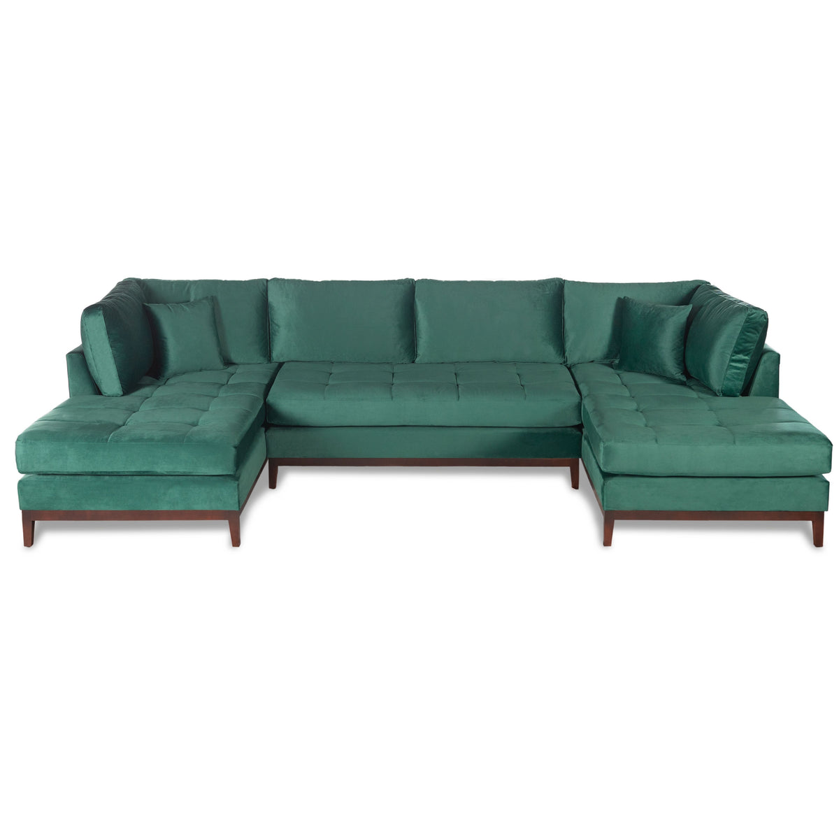 Green Velvet U Shape Sectional Couch P1534