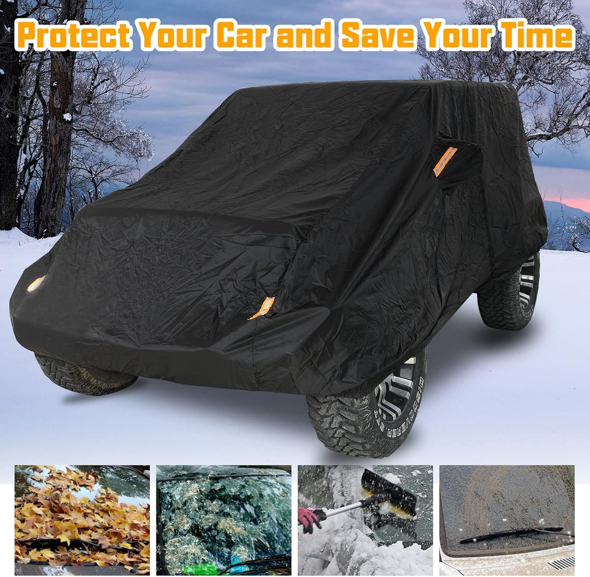 2 Door Full Car Cover with Driver Door Zipper X2319