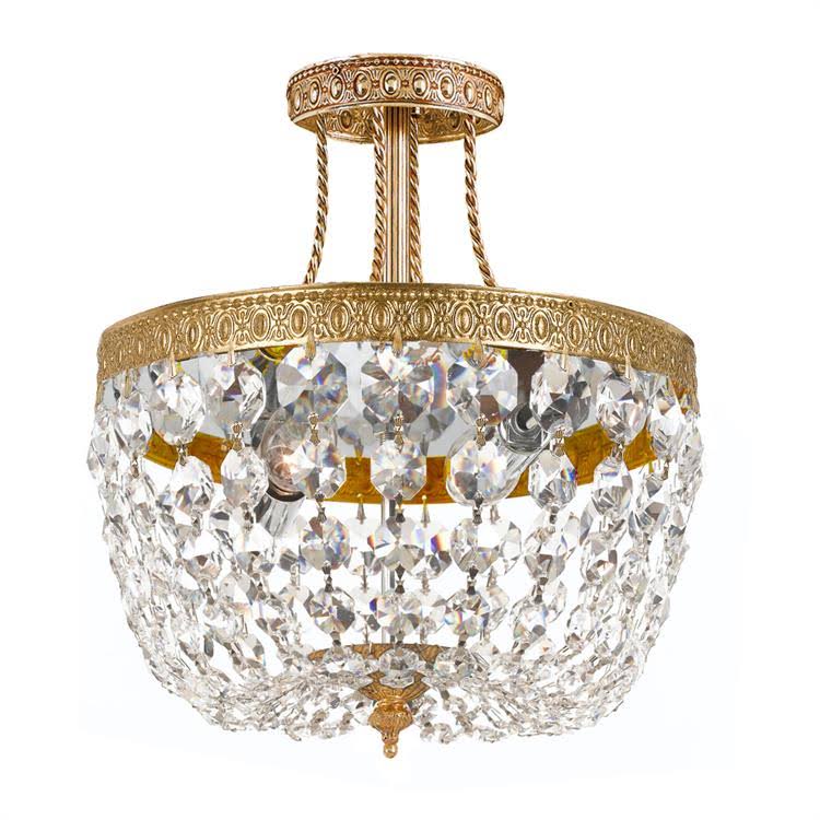 3 Light Clear Spectra Brass Ceiling Mount H211