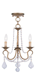 Antique Gold Leaf 3 Light Convertible Chain Hang/Ceiling Mount T826