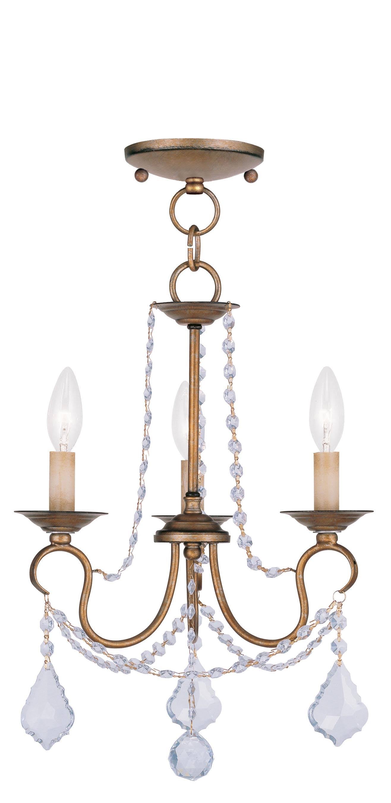 Antique Gold Leaf 3 Light Convertible Chain Hang/Ceiling Mount T826