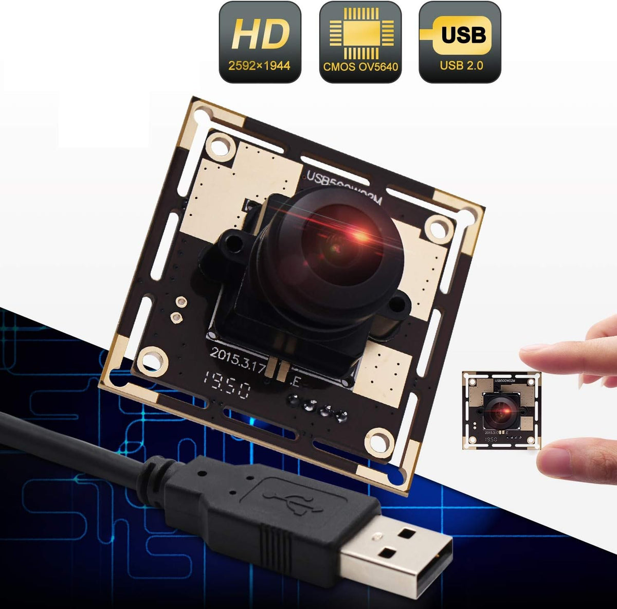 5 Megapixel USB Camera Module with 170 Degree Fisheye Lens Wide Angle HD Webcamera M5949