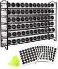72 Empty Square Spice Jars Spice Rack Organizer with Labels and Funnel L396442