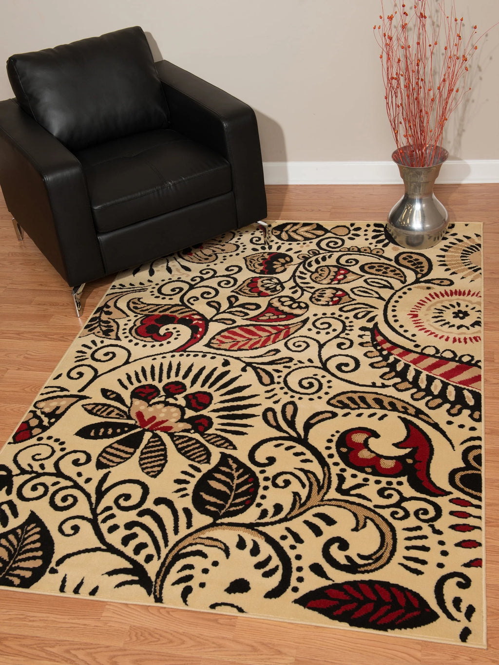 Ivory Paisley Area Rug H8638