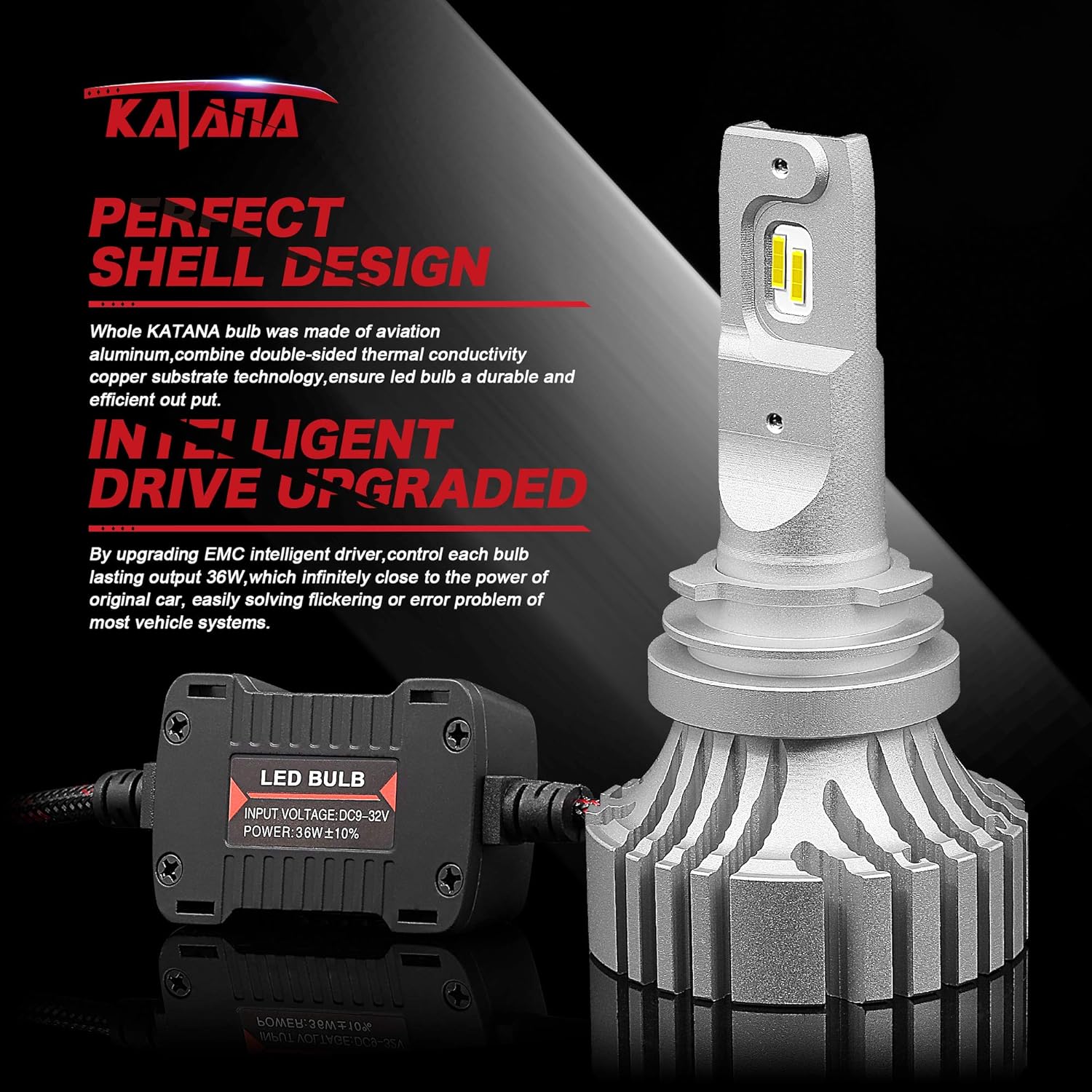 H7 LED Headlight Bulbs Conversion Kit of 2, 12000LM 72W 6500K S5431