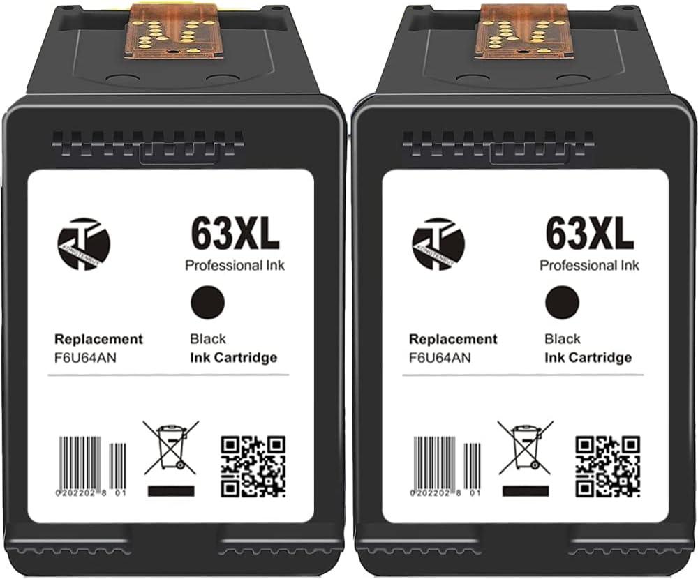 Remanufactured 63XL Ink Cartridge Replacement (2 Black 1 Tri Color) Pack of 2 B255
