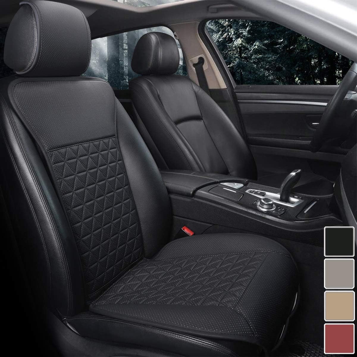 Black PU Leather Front Car Seat Cover with Backrest L343