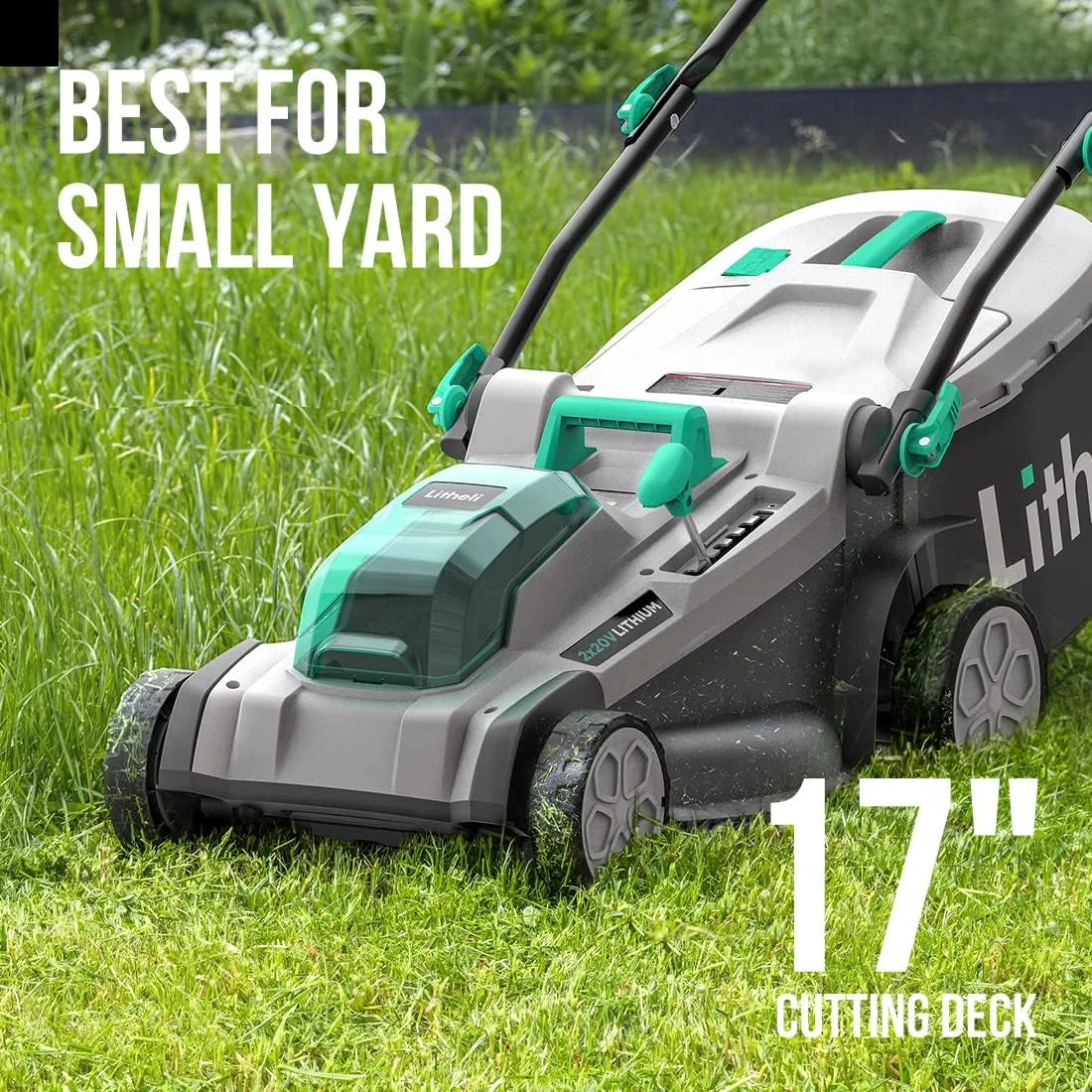 17" Cordless Lawn Mower with Brushless Motor, 2*4.0Ah Battery & Charger D329