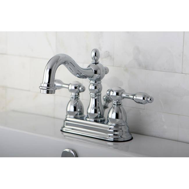 Polished Chrome Center Lavatory Faucet with Brass Pop-Up B6098