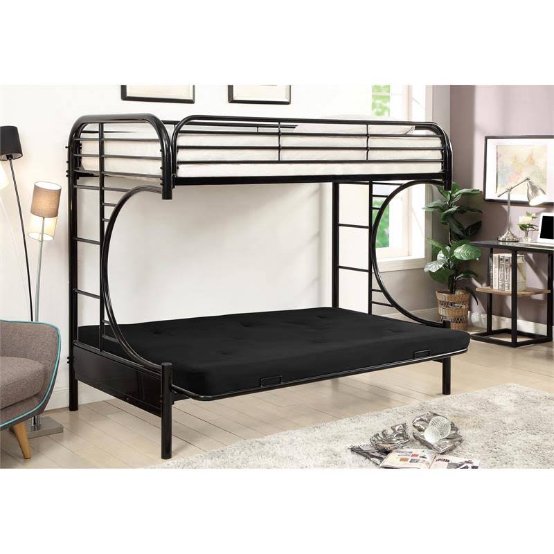Black Metal Twin Over Futon Bunk Bed J551