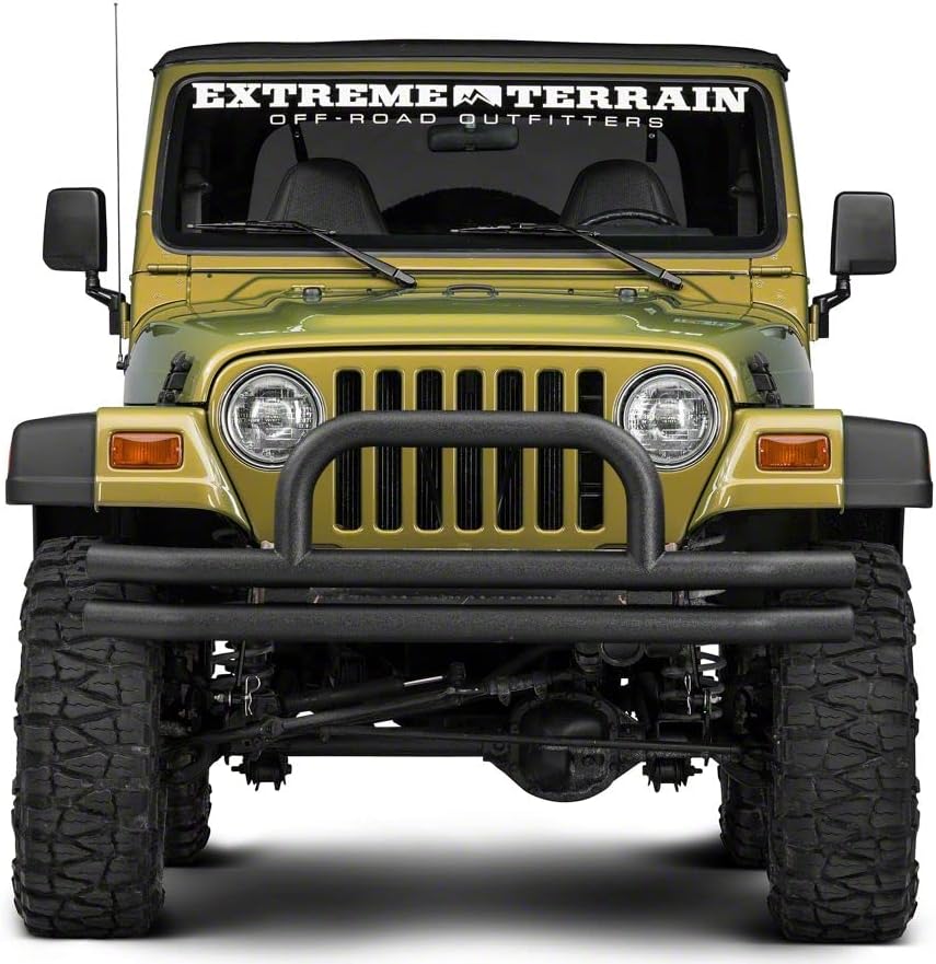 Textured Black Double Tubular Front Bumper with Over-Rider Hoop V117051