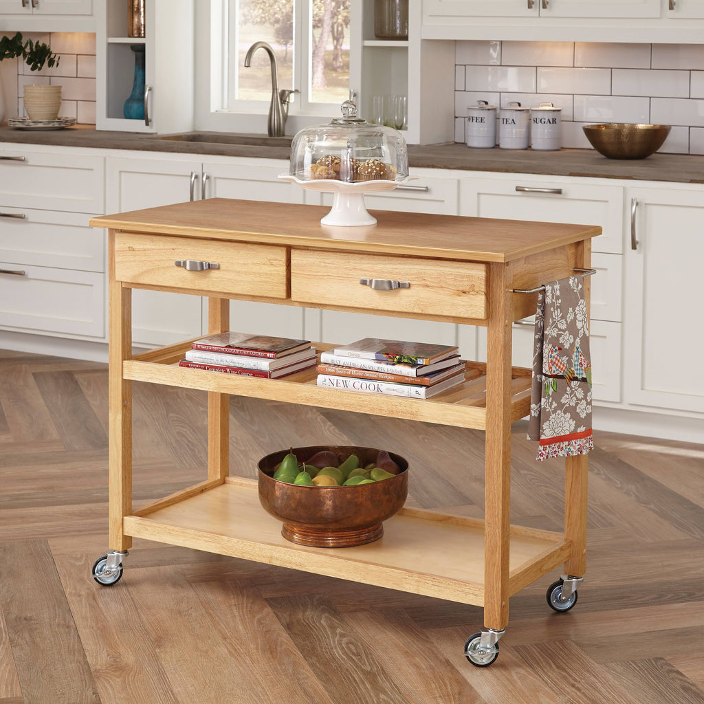 Natural Solid Wood Top Kitchen Cart I232