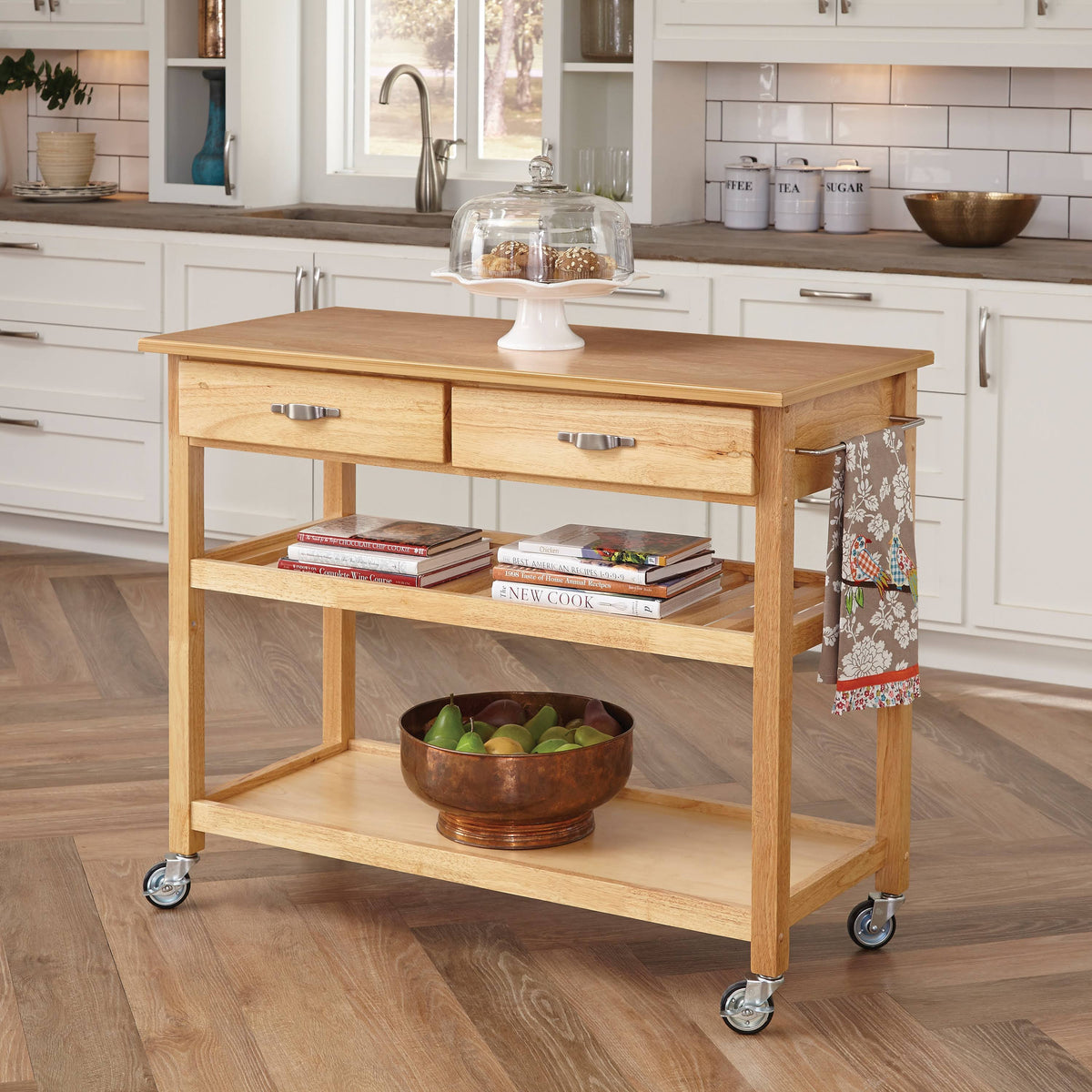 Natural Solid Wood Top Kitchen Cart I232