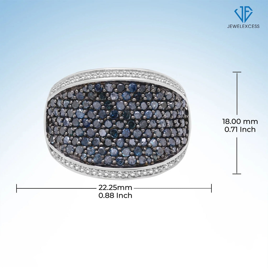 Sterling Silver Blue & White 2 Carat Diamond Ring Y260713