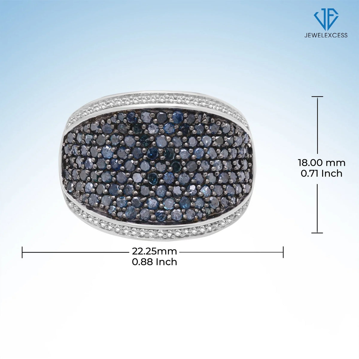Sterling Silver Blue & White 2 Carat Diamond Ring Y260713