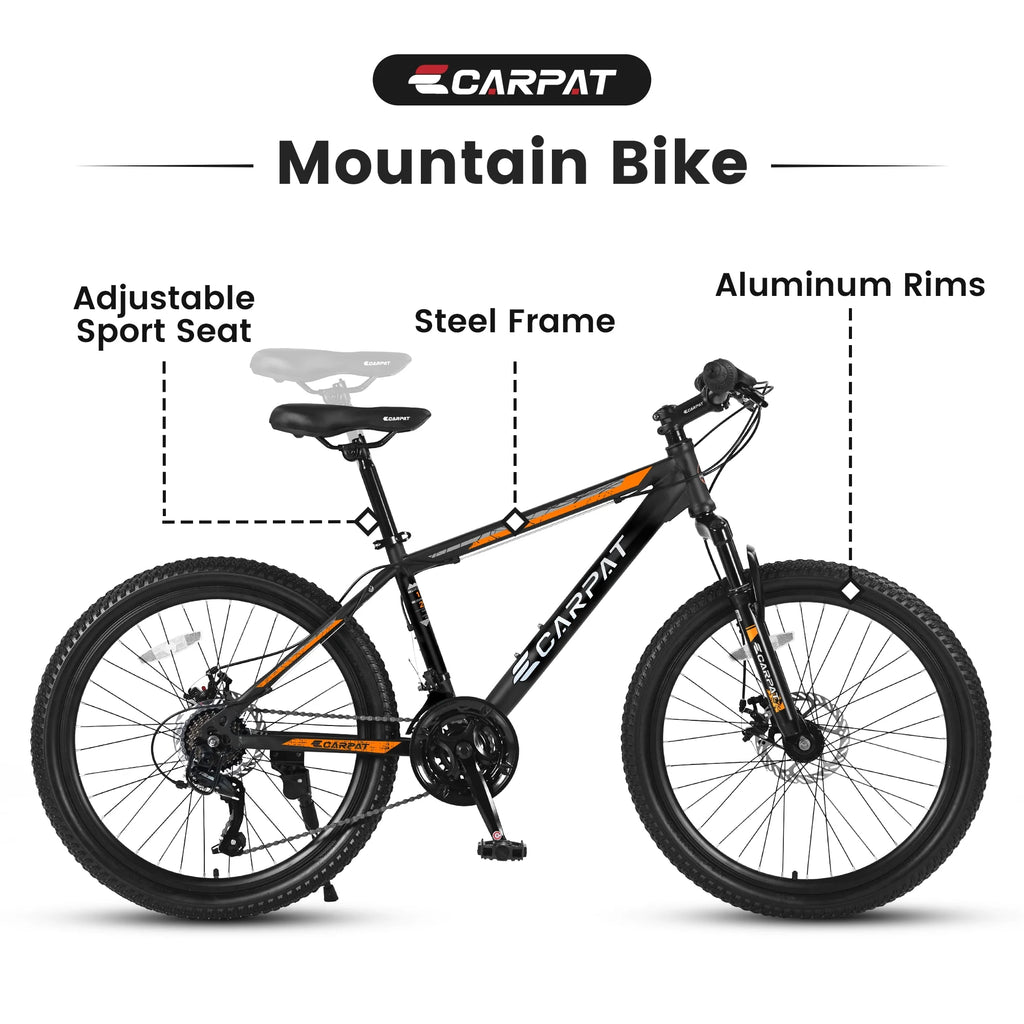 26 Inch Mountain Bike, Shimano 21 Speeds, High-Carbon Steel Frame O82989